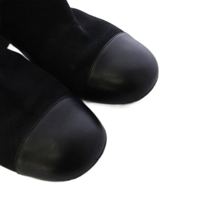 Chanel Short Boots CC Logo Suede Side Zipper 36c Black TK — view 4