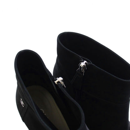 Chanel Short Boots CC Logo Suede Side Zipper 36c Black TK — view 5