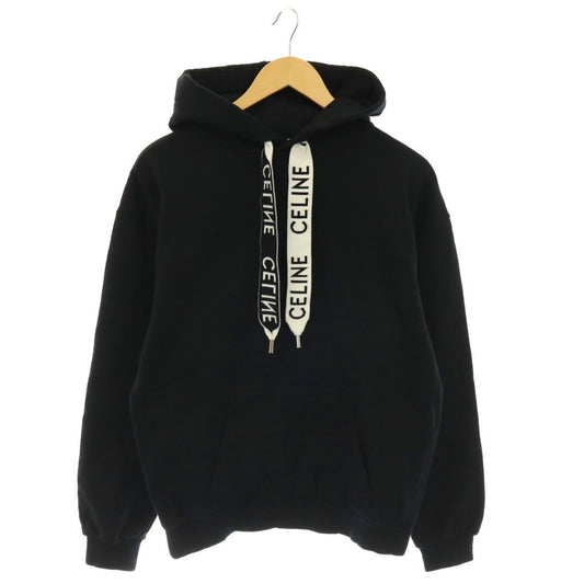 Celine Drawstring Loose Hoodie Pullover S Black