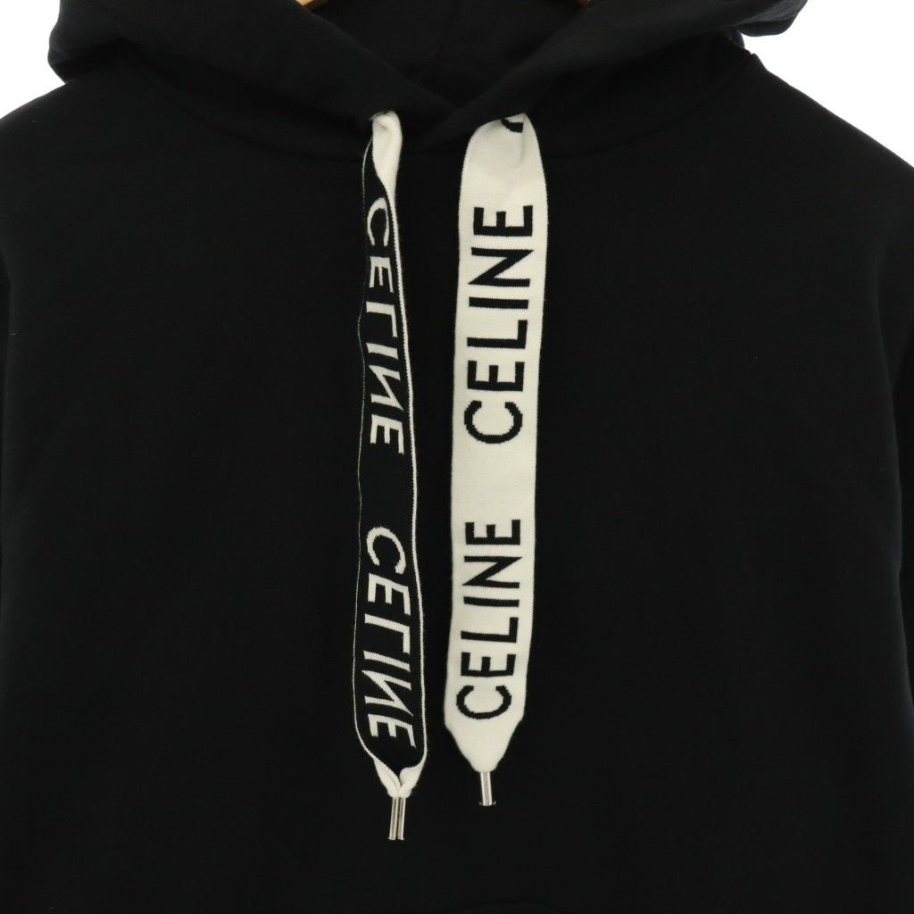 Celine Drawstring Loose Hoodie Pullover S Black — view 3
