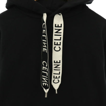 Celine Drawstring Loose Hoodie Pullover S Black — view 3