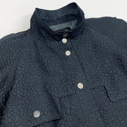 Chanel Camellia CC Logo Navy Polyester Silk Coat A3 — view 5