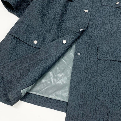 Chanel Camellia CC Logo Navy Polyester Silk Coat A3 — view 6