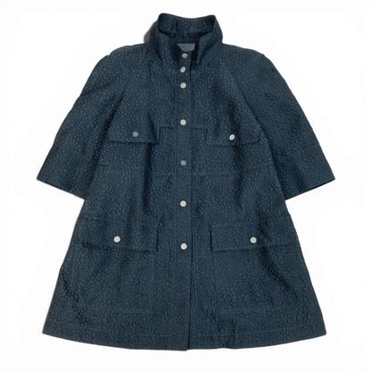 Chanel Camellia CC Logo Navy Polyester Silk Coat A3 — view 2