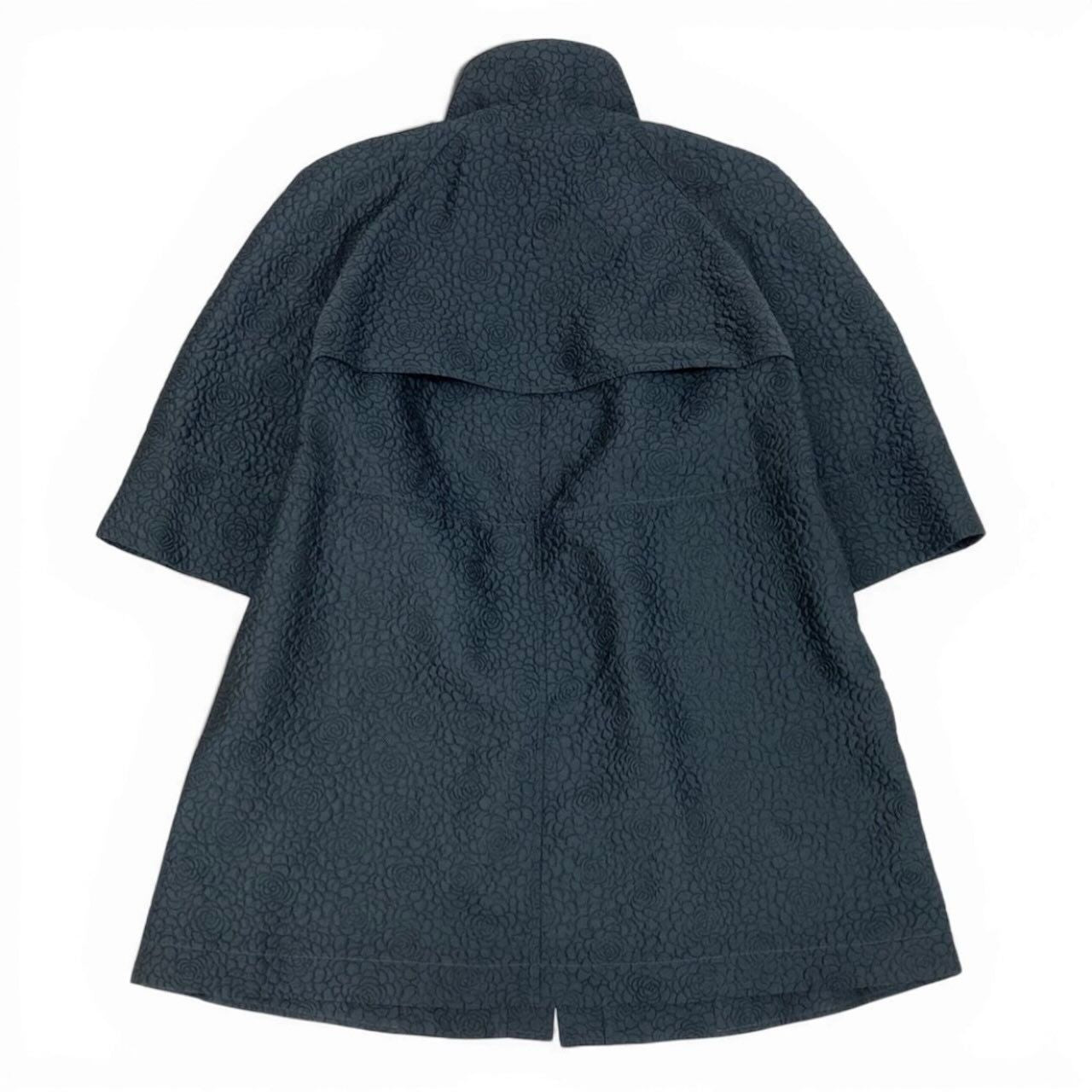 Chanel Camellia CC Logo Navy Polyester Silk Coat A3 — view 3