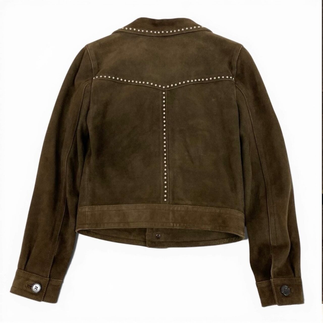Saint Laurent Paris Studded Brown Goat Silk Western Jacket — view 3