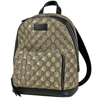 Gucci GG Pattern Backpack Bee Print Supreme Beige Black