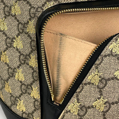 Gucci GG Pattern Backpack Bee Print Supreme Beige Black — view 7