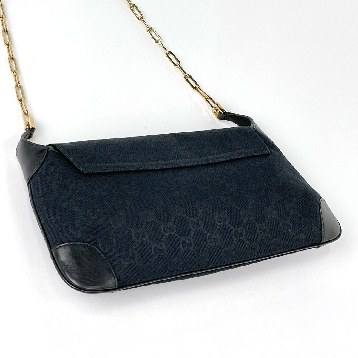 Gucci GG Pattern Shoulder Bag Tiger Head Canvas Black — view 2