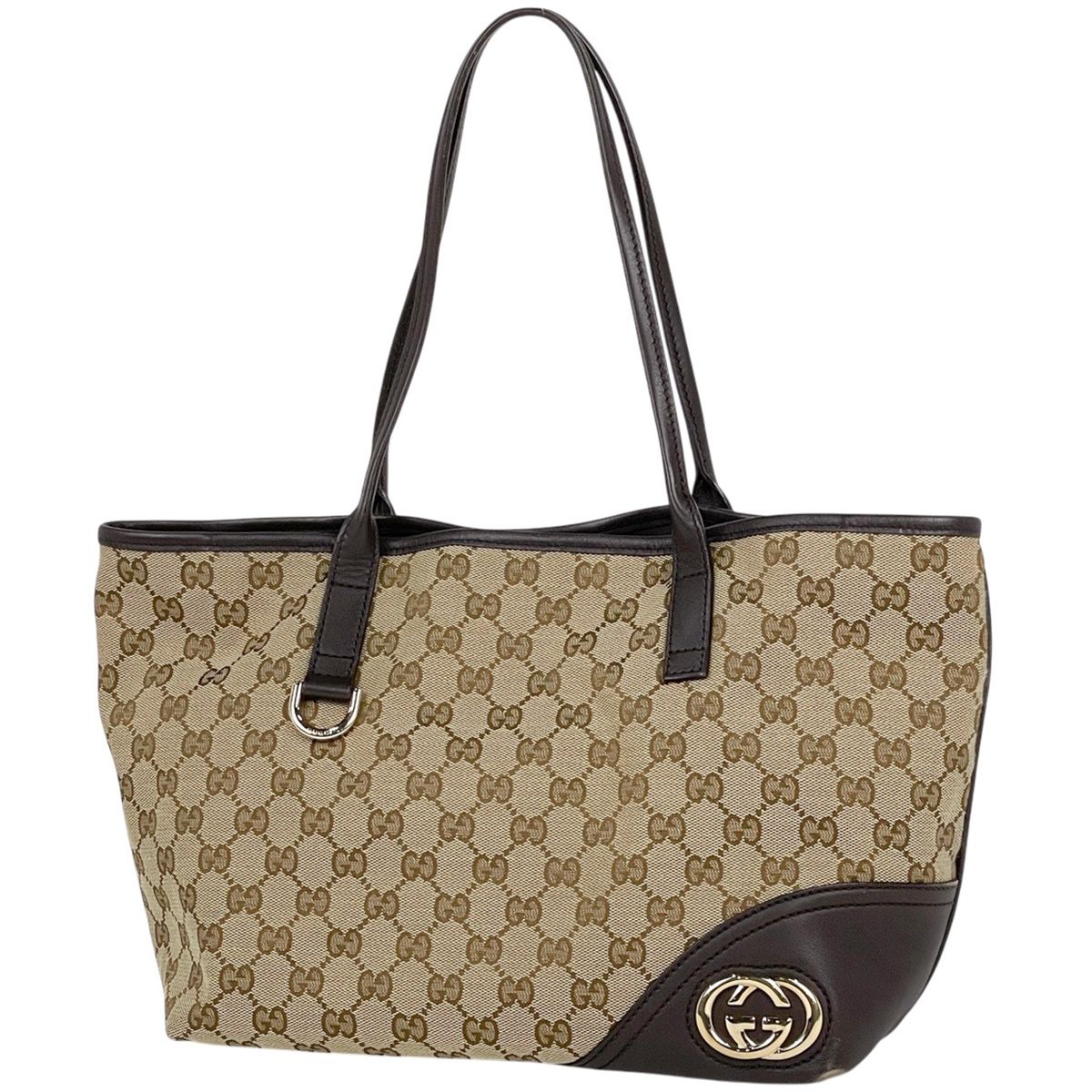 Gucci New Brit Tote GG Pattern Canvas Brown