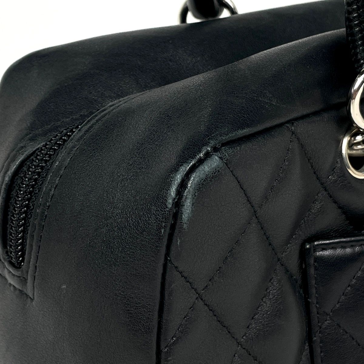Chanel Cambon Line Bow Sling Bag CC Logo Mini Boston Quilted Leather Black — view 6
