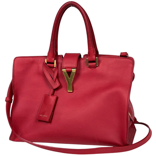 Saint Laurent Petit Cabas Handbag 2-Way Line Leather