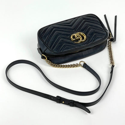 Gucci GG Marmont Chain Shoulder Bag Double Leather Black — view 5