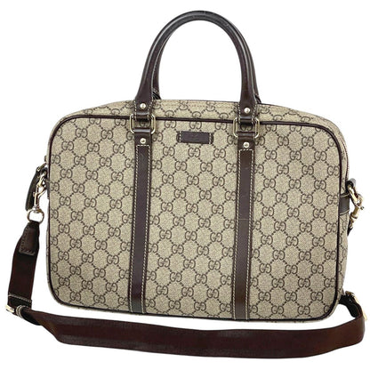 Gucci GG Pattern Business Briefcase Beige Brown