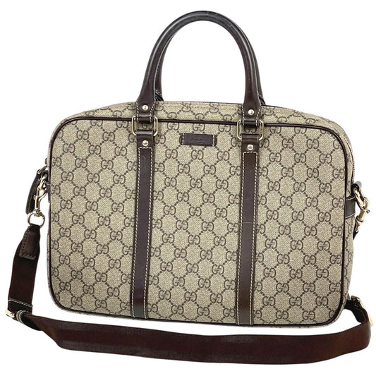 Gucci GG Pattern Business Briefcase Beige Brown