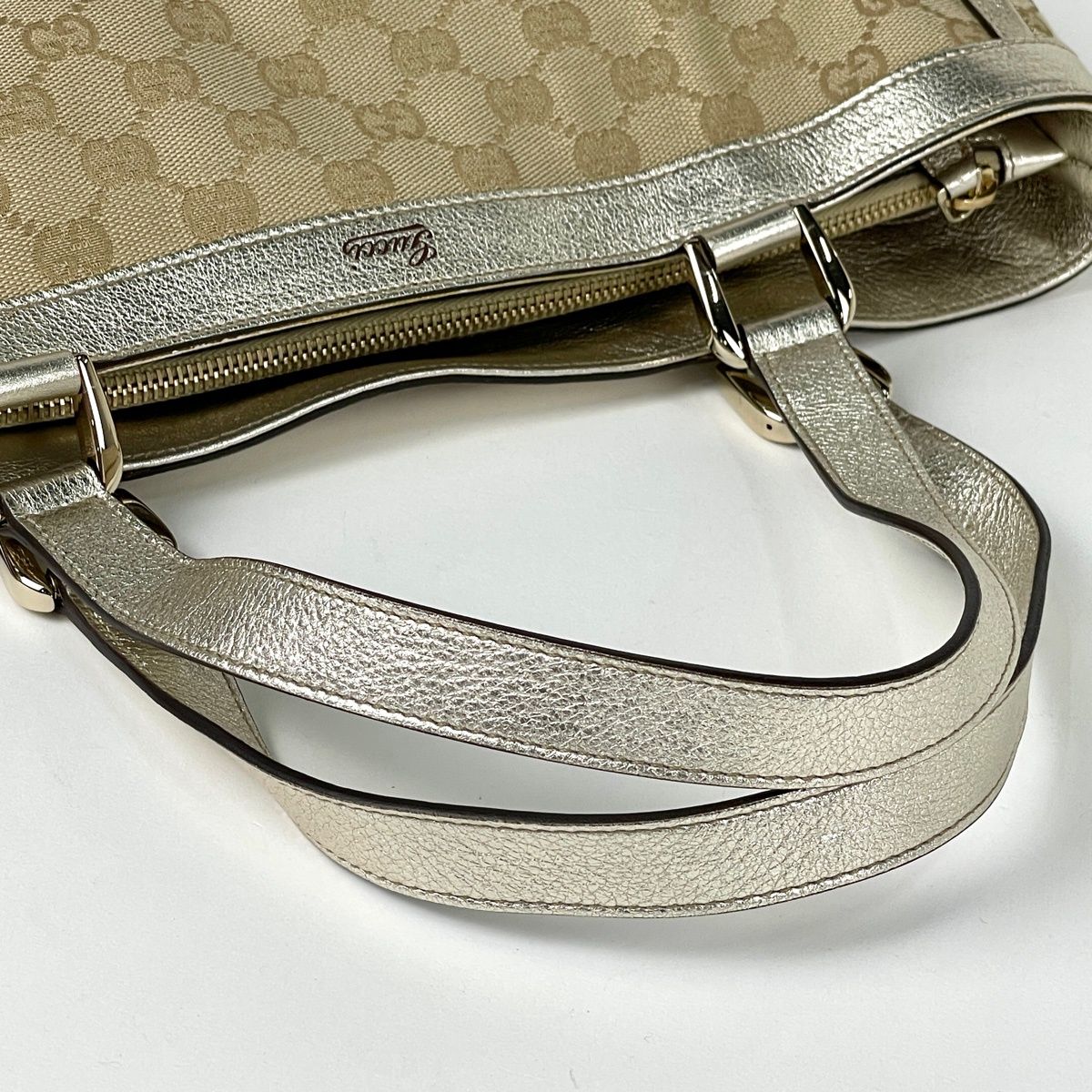 Gucci GG Pattern Tote Abbey Canvas Beige Gold — view 6