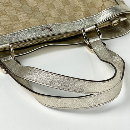 Gucci GG Pattern Tote Abbey Canvas Beige Gold — view 6