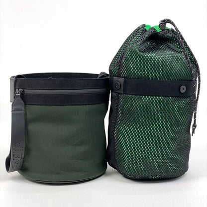 Bottega Veneta Bucket Messenger Bag Drawstring Khaki Nylon Green Black — view 4