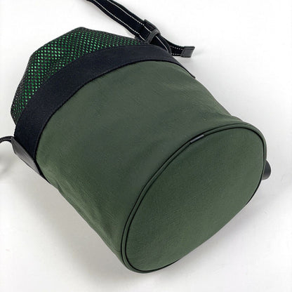 Bottega Veneta Bucket Messenger Bag Drawstring Khaki Nylon Green Black — view 2