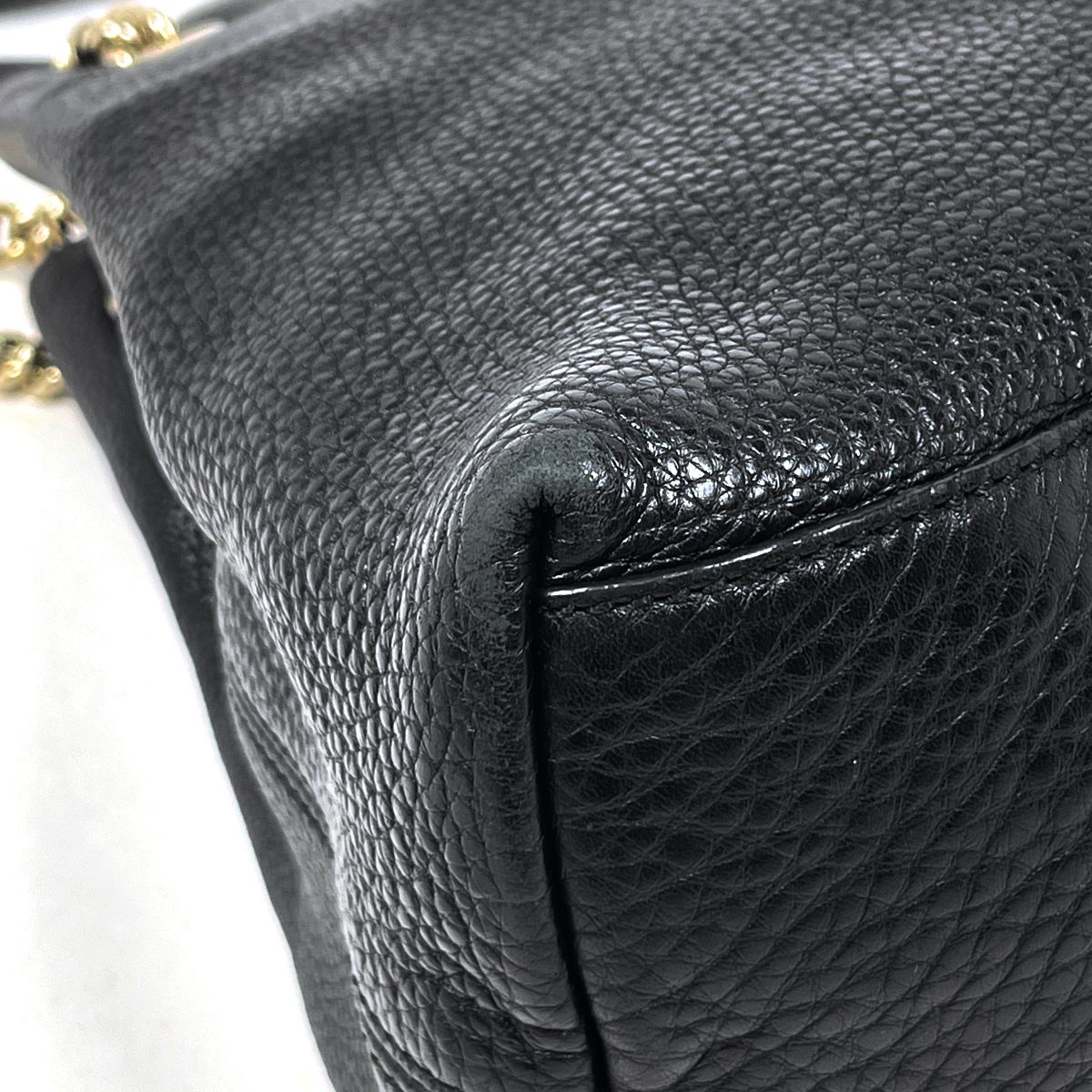 Gucci Soho Chain Shoulder Bag Interlocking Tote Leather Black — view 3
