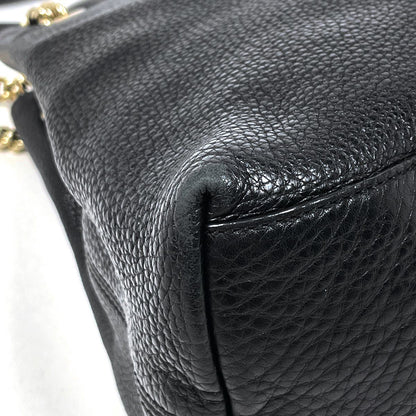 Gucci Soho Chain Shoulder Bag Interlocking Tote Leather Black — view 3