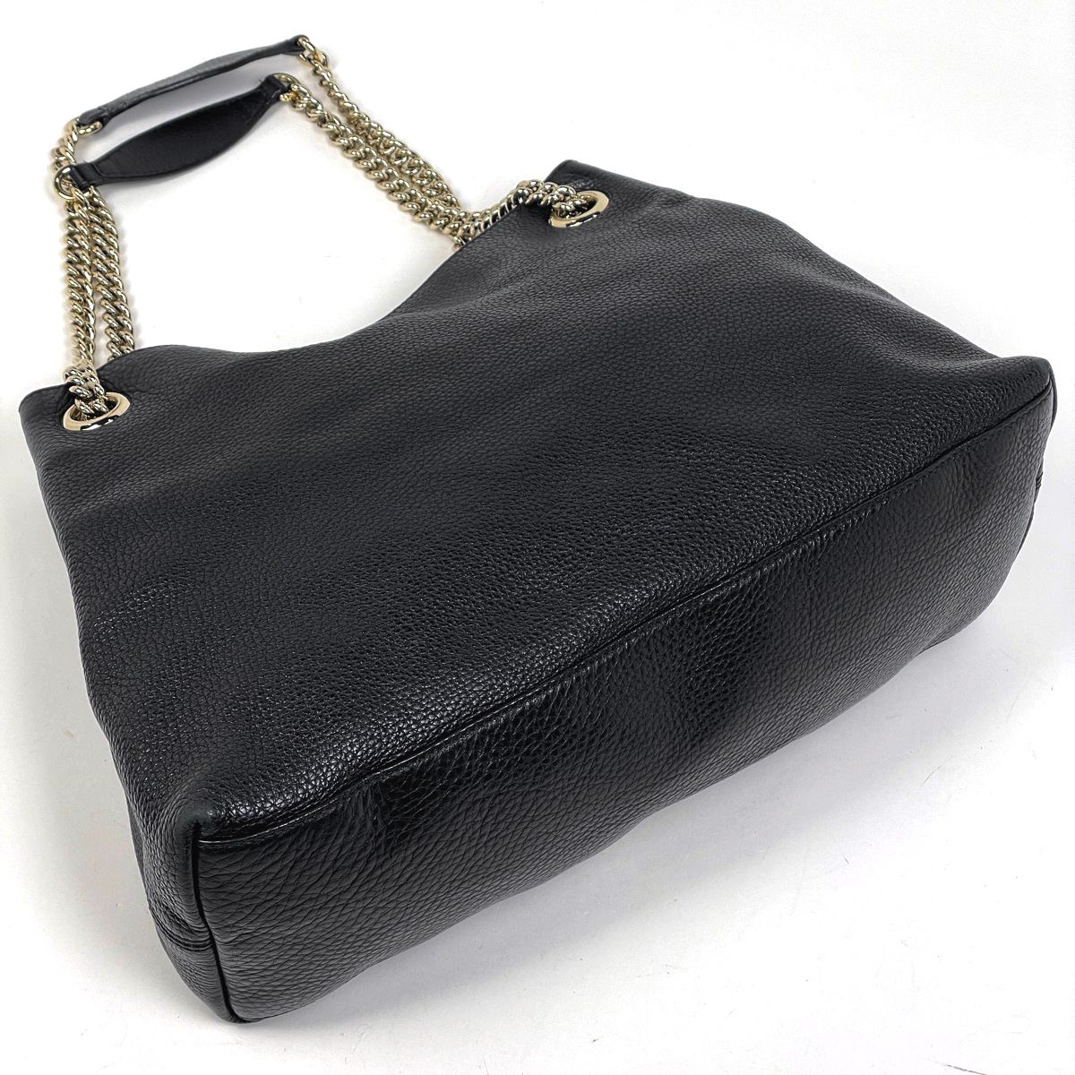 Gucci Soho Chain Shoulder Bag Interlocking Tote Leather Black — view 2