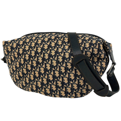 Dior Trotter Pattern Shoulder Bag Canvas Navy Beige