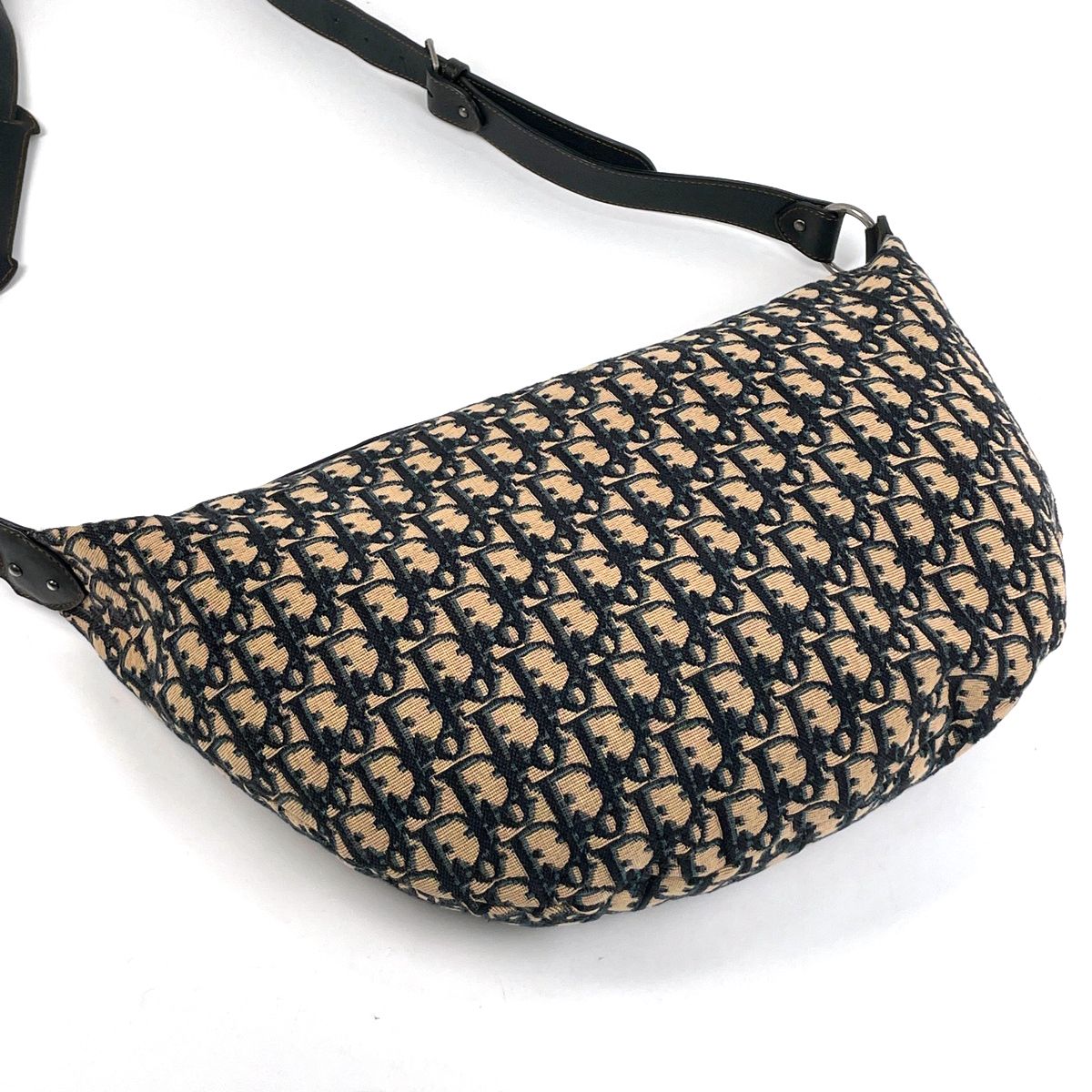 Dior Trotter Pattern Shoulder Bag Canvas Navy Beige — view 2