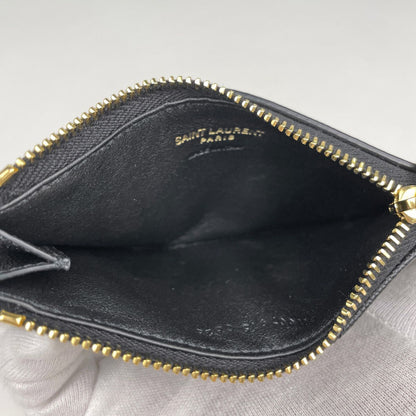 Saint Laurent Monogram Fragment Zip Card Case Leather Black — view 6