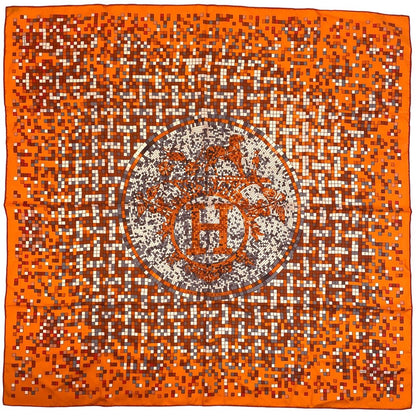 Hermes Carre 90 Mosaic 24 Scarf Silk Orange