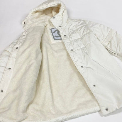 Chanel Sports CC Logo Patch Ivory Polyester Cotton Coat — view 4
