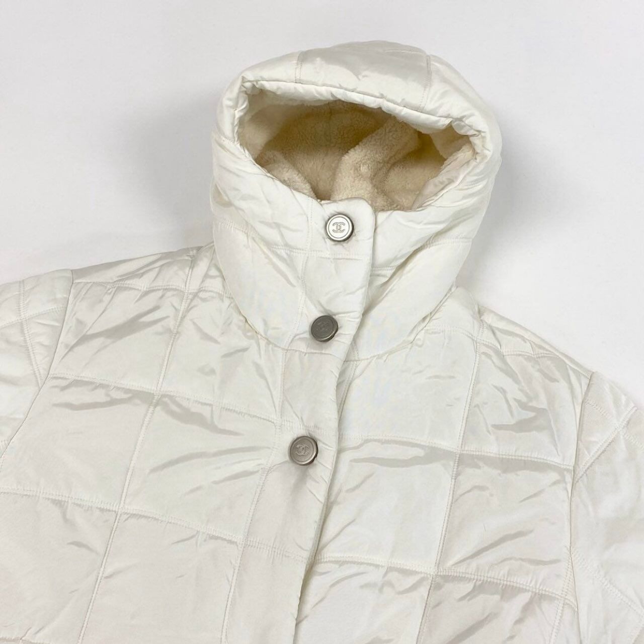 Chanel Sports CC Logo Patch Ivory Polyester Cotton Coat — view 5