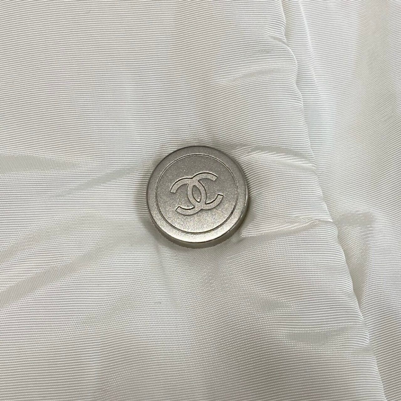 Chanel Sports CC Logo Patch Ivory Polyester Cotton Coat — view 8