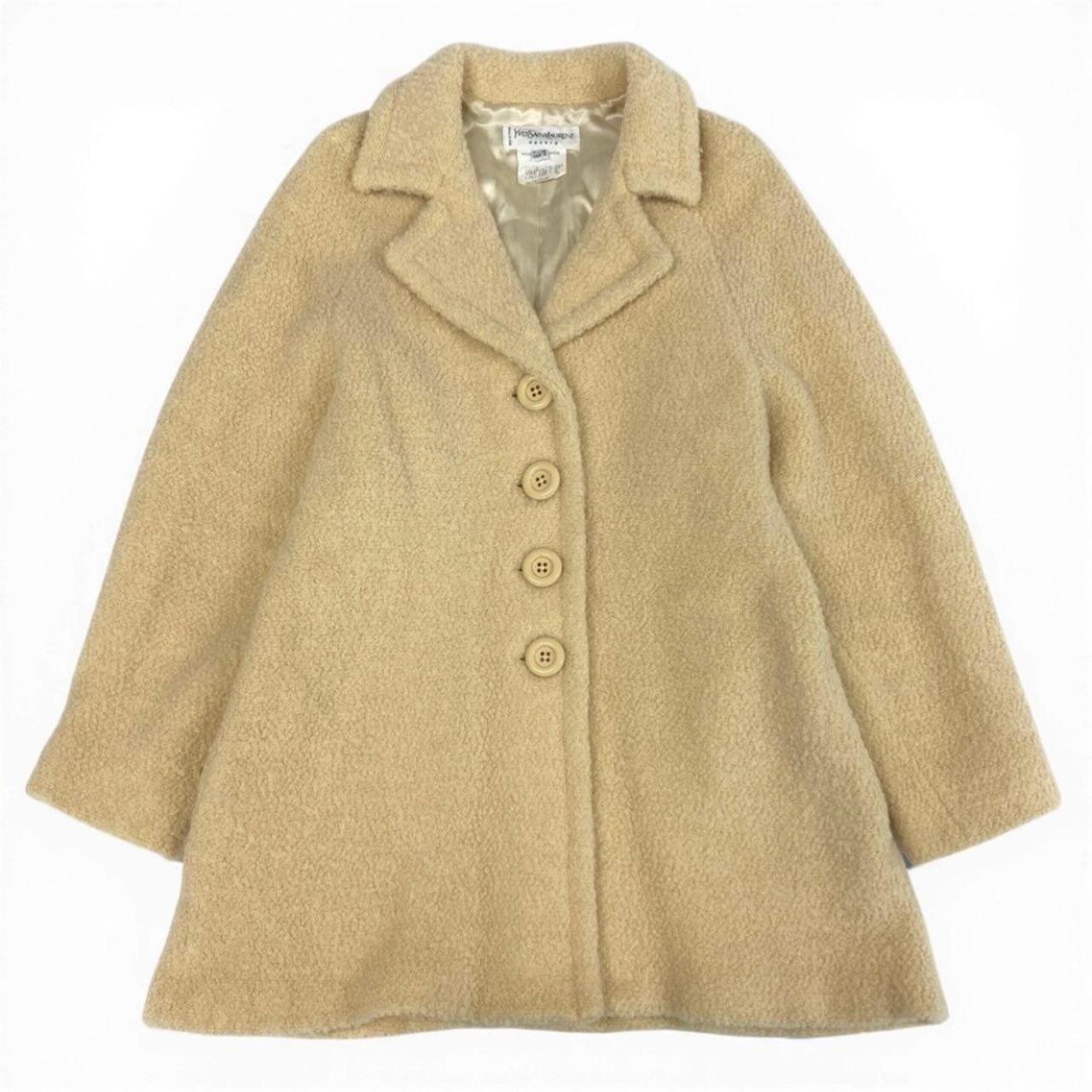 Saint Laurent Vintage Beige Wool Cotton Boa Coat — view 2