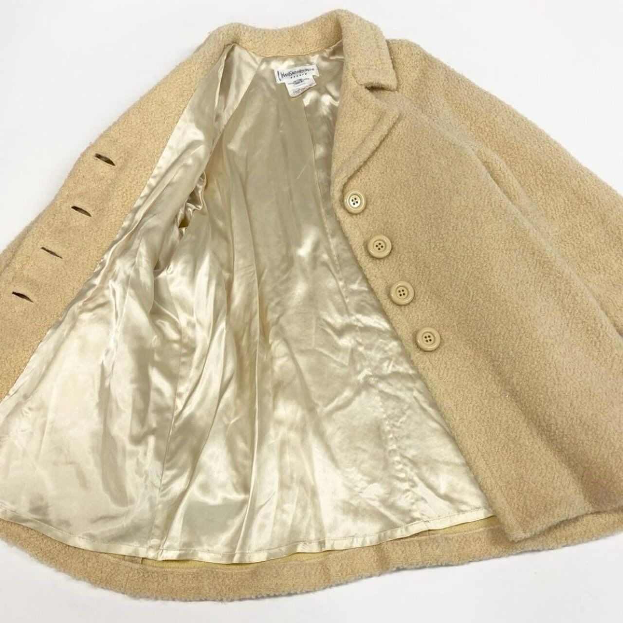 Saint Laurent Vintage Beige Wool Cotton Boa Coat — view 4