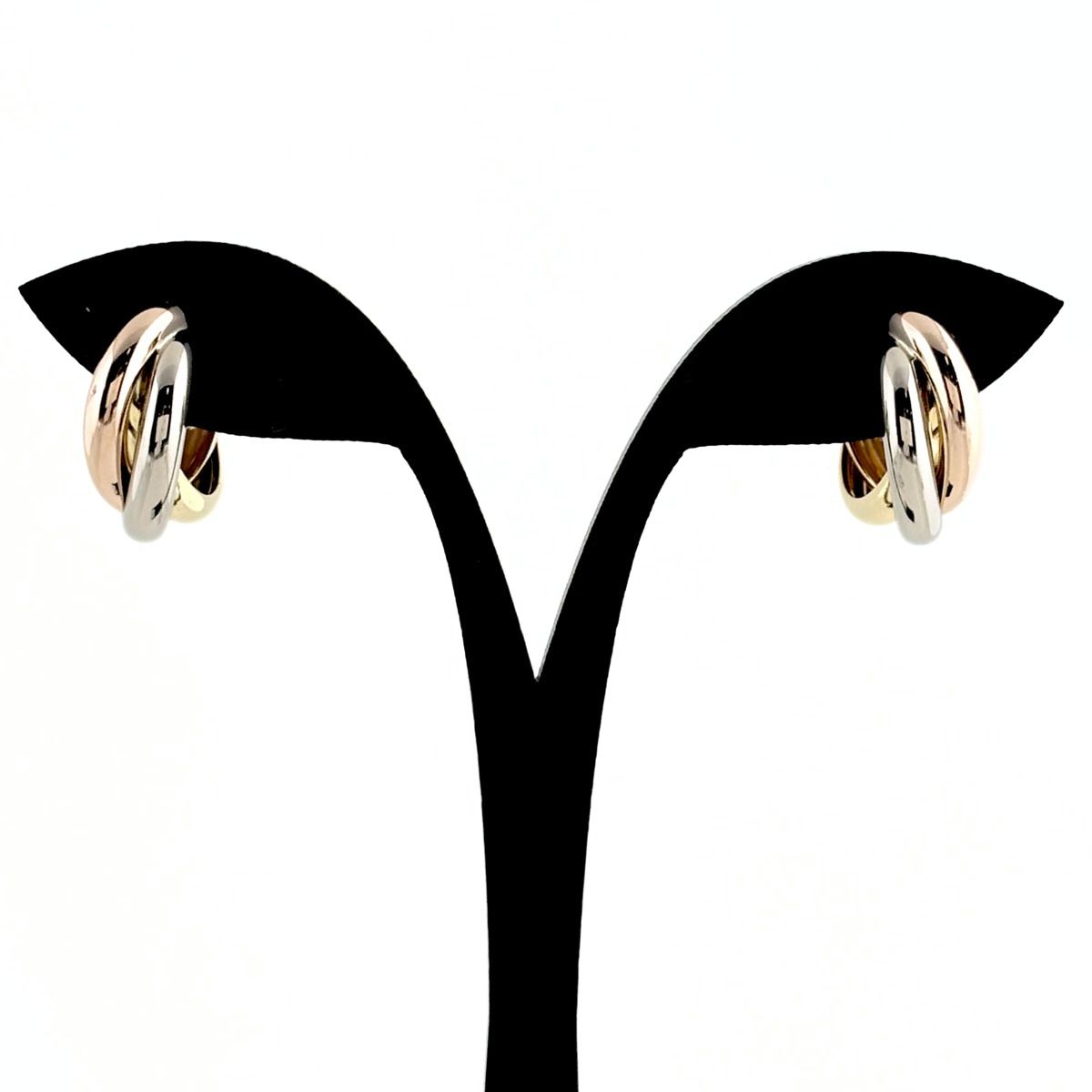 Cartier Trinity Earrings YG Yellow Gold PG Pink WG White Three Color
