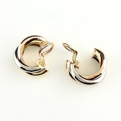 Cartier Trinity Earrings YG Yellow Gold PG Pink WG White Three Color — view 4