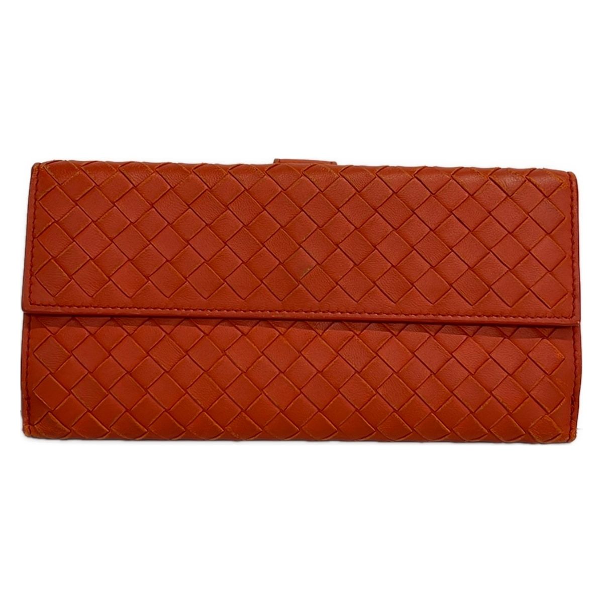 Bottega Veneta Wallet Intrecciato Orange Leather