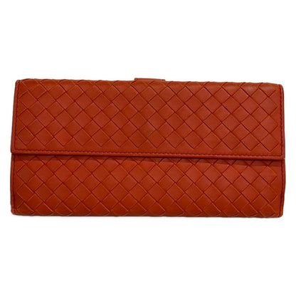 Bottega Veneta Wallet Intrecciato Orange Leather