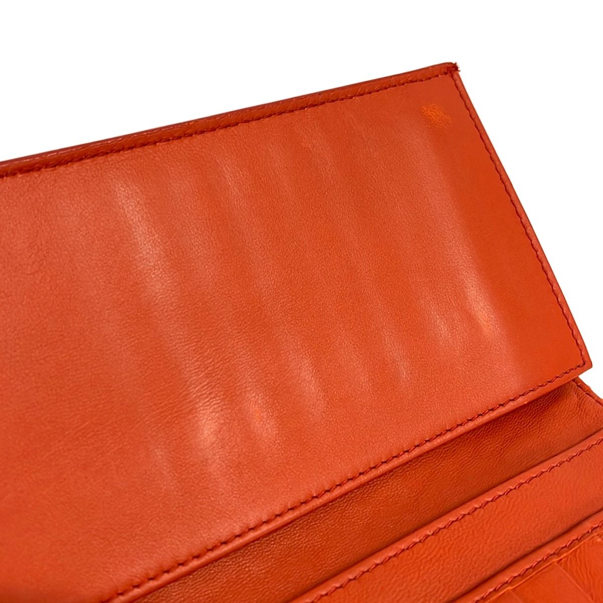 Bottega Veneta Wallet Intrecciato Orange Leather — view 9