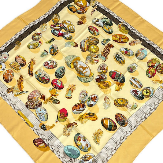 Hermes Scarf Carre 90 Light Yellow Red Multi Couvee D'hermes