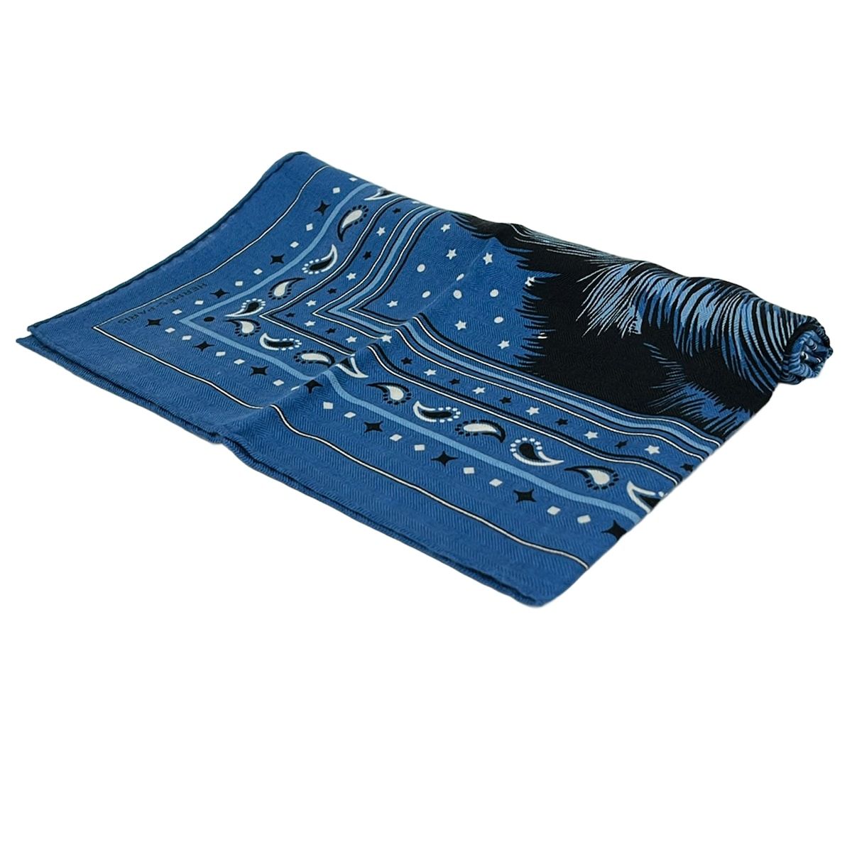 Hermes Shawl Navy Black Bear Cashmere Silk Scarf