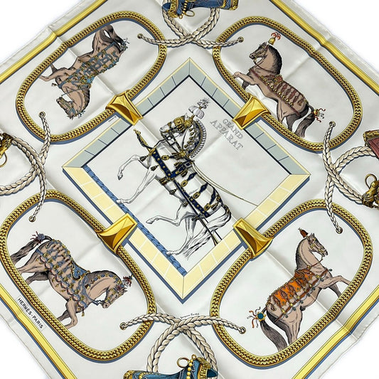 Hermes Scarf Carre 90 Ivory Gold Multi Grand Apparat