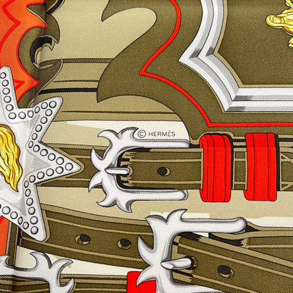 Hermes Scarf Carre 90 Khaki Orange Multi Brides & Destin — view 2