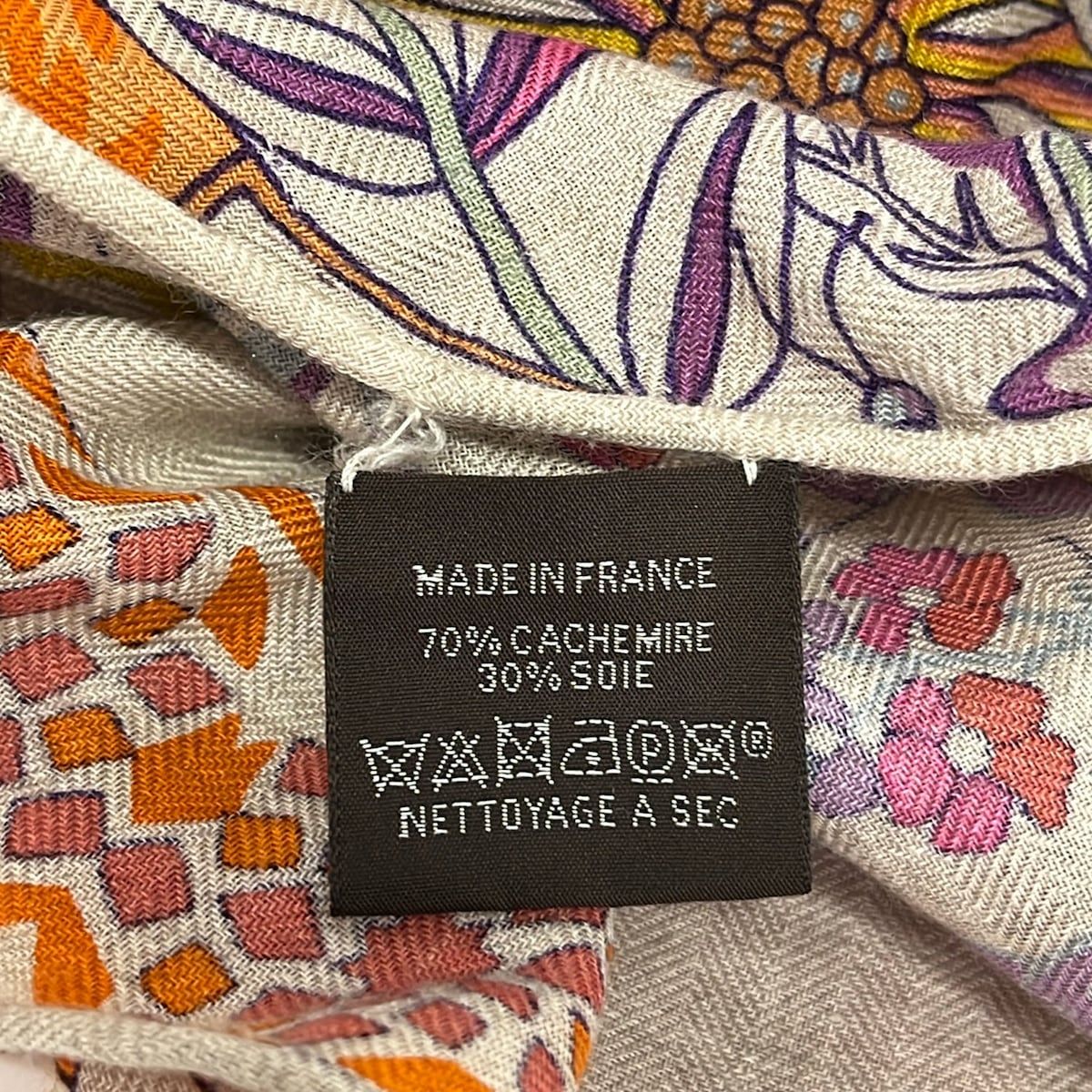 Hermes Shawl Beige Orange Multi Cashmere Silk Scarf — view 4