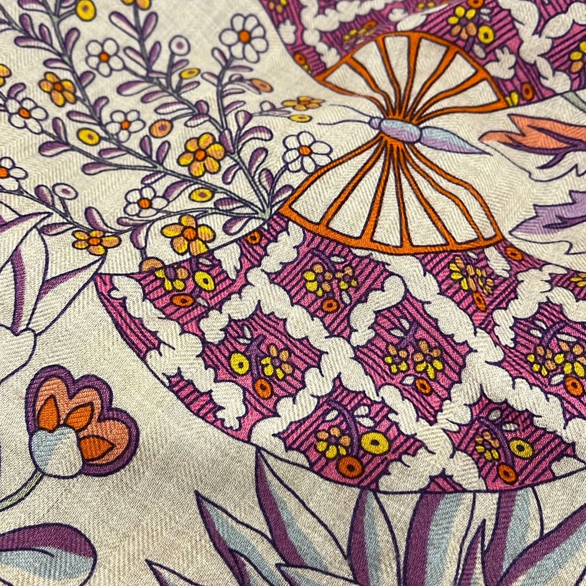 Hermes Shawl Beige Orange Multi Cashmere Silk Scarf — view 5