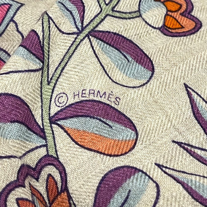 Hermes Shawl Beige Orange Multi Cashmere Silk Scarf — view 3
