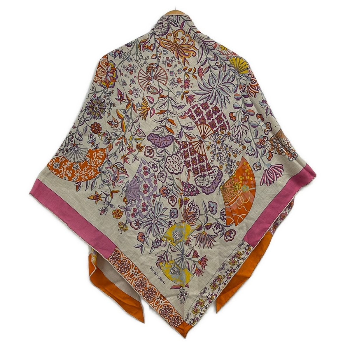 Hermes Shawl Beige Orange Multi Cashmere Silk Scarf — view 2