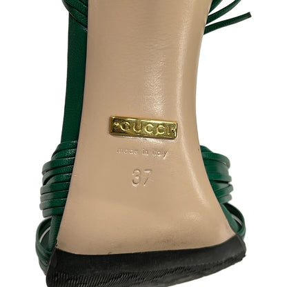 Gucci Mules 37 Eeee Green Leather — view 6