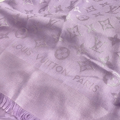 Louis Vuitton Scarf Light Purple Large Shawl Monogram Wool Silk — view 3
